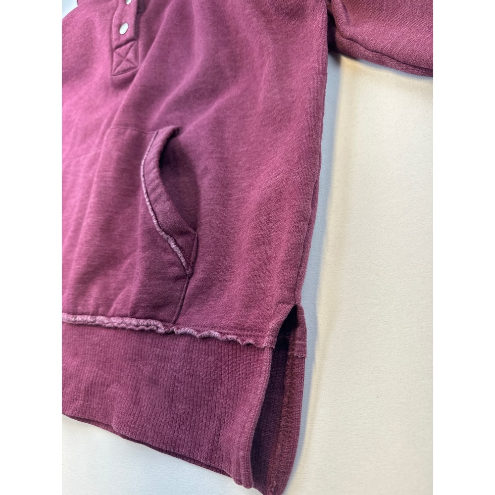 Maurices Womens Pullover Sweatshirt Top L Button Up Funnel Neck Kangaroo Pocket - Picture 6 of 8